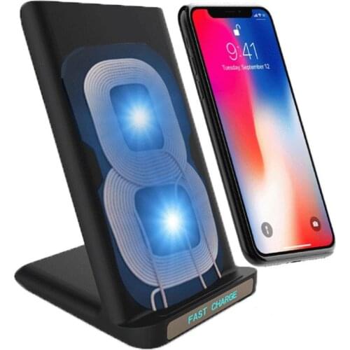 15W Qi Wireless Charger Desktop Wireless Double Coil Fast Charging Dock Stand Phone Charger for Samsung Huawei Xiaomi
