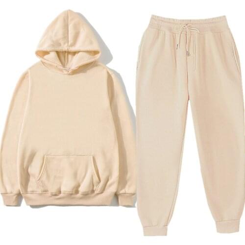 CRIS WALK Brand Men Solid Color Casual Sets Autumn New Mens Hoodies + Pants Two-Piece Tracksuit Trendy Sportswear Set Male