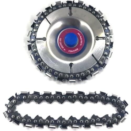 Wood Carving Disc Cut Chain 4 Inch 22 Tooth Grinder Disc Fine Chainsaw Set W/ 2 Chains For 100/115 Angle Grinder