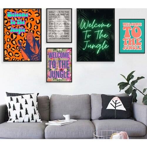 Welcome to Jungle Lyrics Printing Guns n Roses Inspired Music Poster 80s Rock Music Canvas Painting Nordic Modern Home Decor