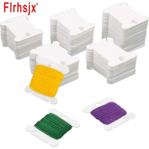 FLRHSJX 30/120pcs Plastic Floss Bobbins Sewing Thread Organizer Holder Embroidery Floss Card DIY Craft Cross Stitch Tools