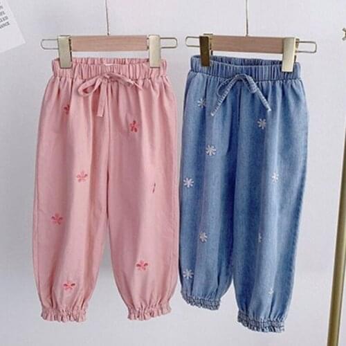 Baby Girls Cotton Loose Anti-mosquito Pants Casual Loose Sport Printed Baby Casual Pants Teenage Girls Cargo Children Trousers