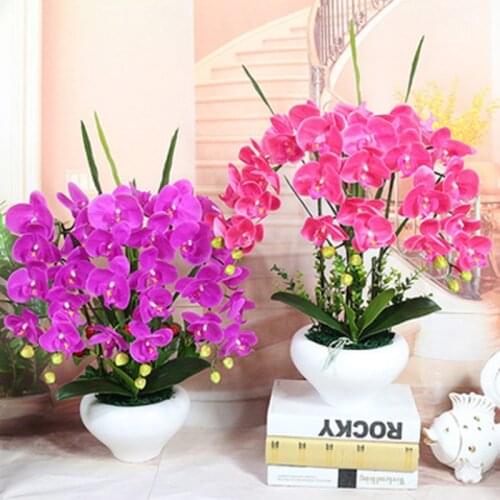 10Heads big Artificial Orchid Flowers European Retro style Moth Butterfly Orchids Home Wedding Party Decoration fake silk flores