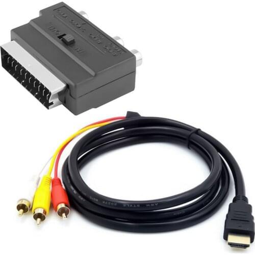 Hdmi-compatible To 3Rca Scart Two-In-One Adapter Cable 1.5M Hdmi-compatible Male S-Video To 3 Rca Av Audio Cable 3