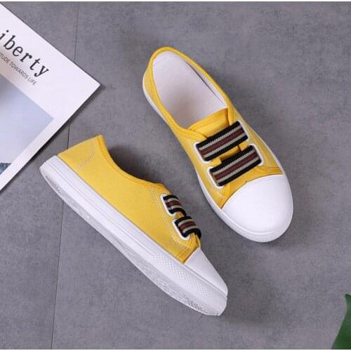 Spring Fashion Women Casual Flat Shoes White Black Yellow Canvas Low Slip-On Leisure Sneakers Outdoor Female Walking Shoes 35-40