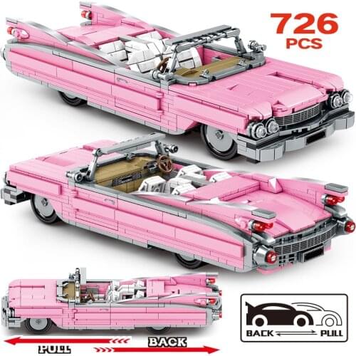 Creator Classic Pull Back Super Sports Vehicle Building Blocks City High-tech Racing Car Pink Roadster Bricks Toys For Children