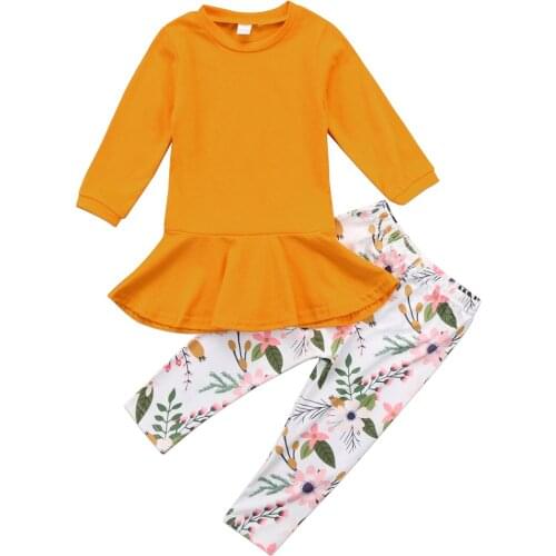 2-7years Child Toddler Kids Girls Outfits Clothes Long Sleeve Tops Pants Set