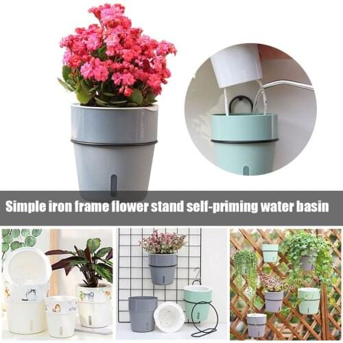 Plant Pot Cover Indoor Plastic Rattan Flower Cover Round Modern Decor Planter with Hook and Bracket EL