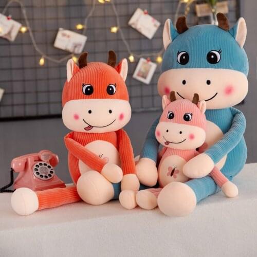 Cute Cow plush toy Cartoon Animal doll soft down cotton Cow Sleeping with big doll birthday presen