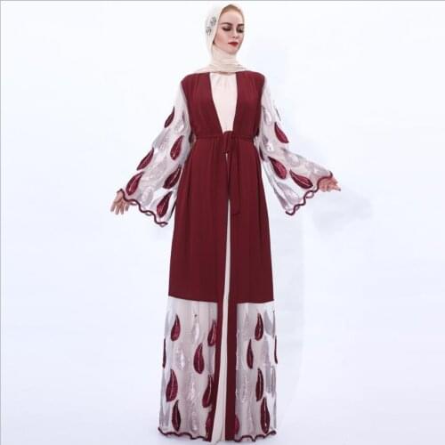 Fashion opened muslim abaya muslim kimono peignoir female kaftan Turkish Robes Muslim islamic cardigan dress ramadan ropa F1762