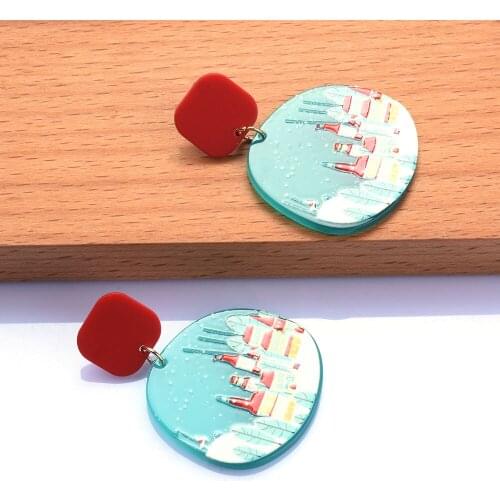 Fashion Creative Cartoon Christmas Earrings For Women Statement Christmas Party Plastic Dangle Earrings Jewelry Accessories