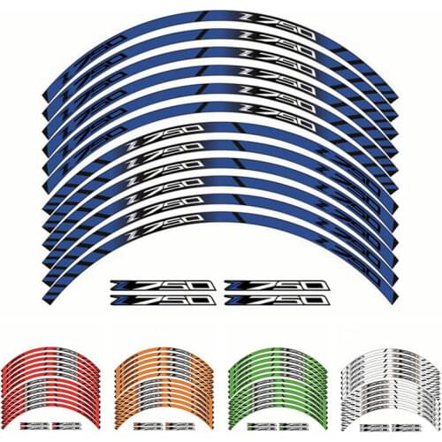 Motorcycle Wheel Decals Stickers Set Rim Stripes Laminated For Kawasaki Z750
