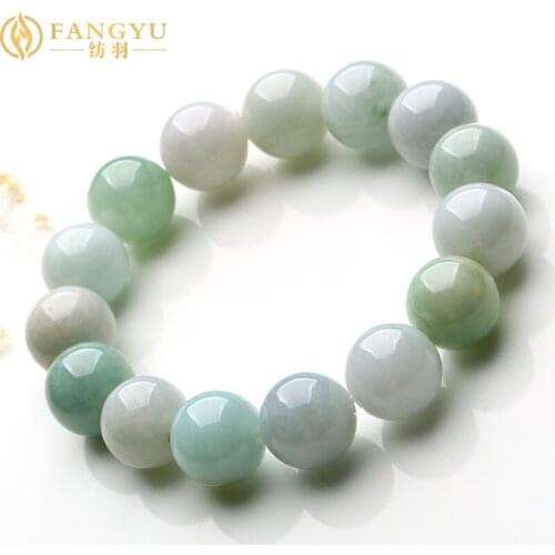 Natural a goods jade bracelet male and female authentic Burmese jade hand string 13mm beads Jade unisexs Bracelet