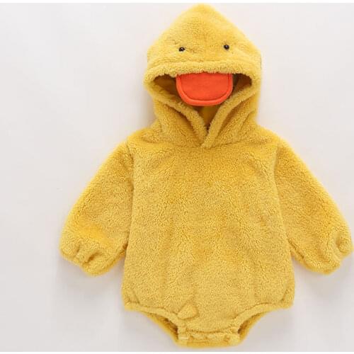 2020 New Cute baby Newborn Baby Princess Girl Clothes Long Sleeve Hoddies Duck Photo RomperClothes Autumn Winter Wear 0-18m