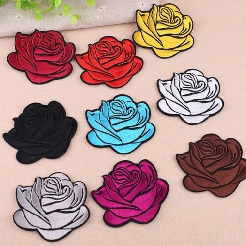 New Roses Decals Iron Cloth Patch Clothing Applique Embroidery Label Badge Stickers Backpack Patch Clothing Accessories