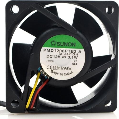New original 6025 6CM PMD1206PTB2-A 12V 3.1W 3-wire double ball static cooling fan