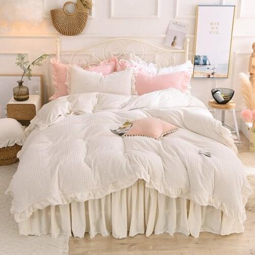 New Super Soft Velvet Fleece Warm Cozy Bed Skirt Bedding Set Furry Princess Quilt Cover Bed Comforter Set Bedspread Pillowcase