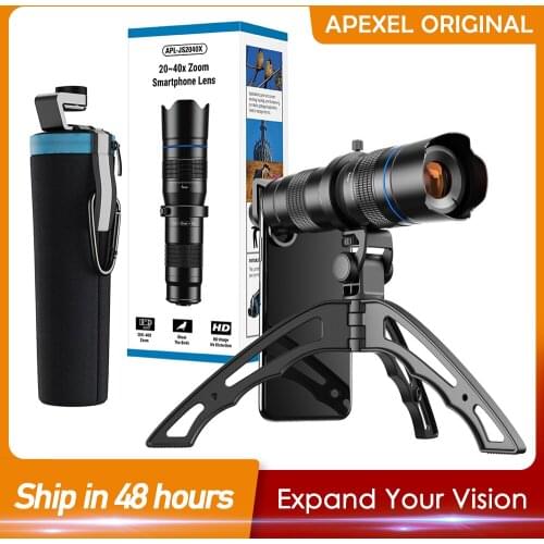 APEXEL HD 20-40X Phone Lens Camera Telephoto Zoom Monocular Telescope Lens + Selfie Tripod With Remote Shutter For Smartphone