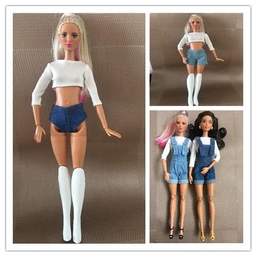 Handmade Doll Clothes Jeans Pants Overalls Boots for PP/FR/IT/Babi 30cm Dolls Accessories Doll Different Color Clothes set