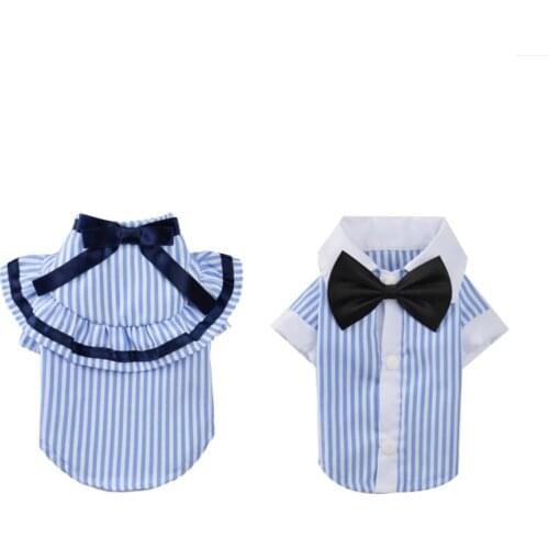 Couple Dog Clothes Striped Pet Shirt Classic Pets Dogs Clothing For Small Dogs Costume Bow Tie Puppy Chihuahua Clothes For Dog