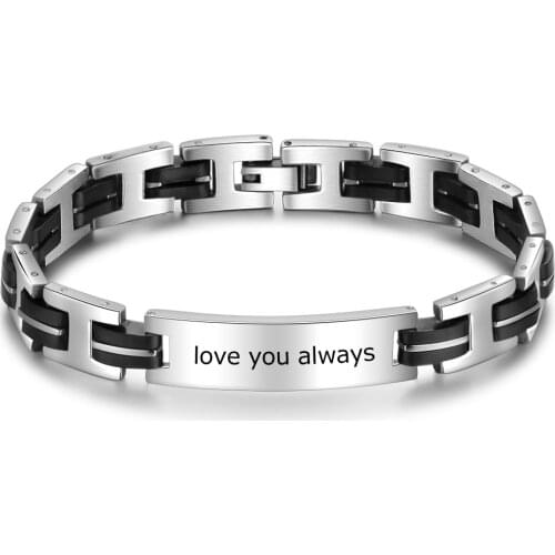 Personalized Bracelets Fashion Stainless Steel Jewelry Custom Any Letter Charm Anniversary Men Gift Engraved Bracelets for Him