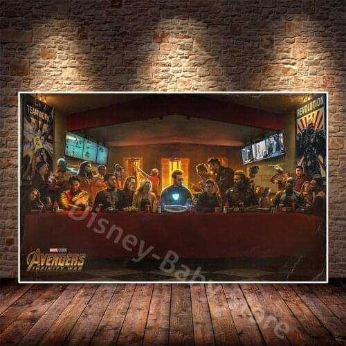 Marvel Avengers Movie Poster Last Supper Superhero Spiderman Canvas Painting Wall Art Living Room Home Decoration