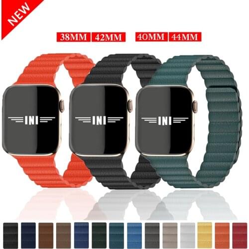 Apple Watch Strap Leather Loop 44 Mm 40 Mm 38 Mm 42 Mm Magnetic Wrist Strap Bracelet IWatch Series SE/6/5/4/3/2/1 Apple Watch