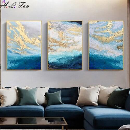 Modern Abstract Canvas Poster Blue Marble Wave Wall Art Painting Nordic Posters and Prints Wall Pictures for Living Room Decor