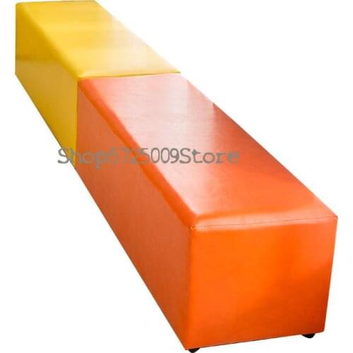 Kindergarten Sofa Stool Changing Shoes Bench Early Education Long Leather Stool Solid Wood Training Institution Low Stool Soft B