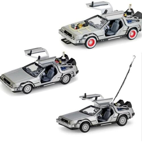 Welly 1:24 Back to the future I II III Time machine Delorean Diecast Car model Toys gift collection for Display Metal,Plastic
