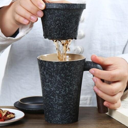 Japanese ceramic mug Office mug With Lid Large Capacity Ceramic Filter Cup Liner Simple Bottle For Water Coffee Travel Mug Cup