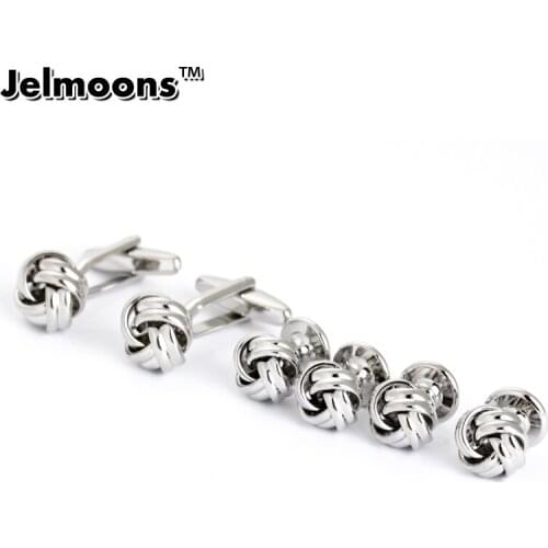 Metal Knot Mens Tuxedo French Shirt studs and Buttons 6 pcs a set with box