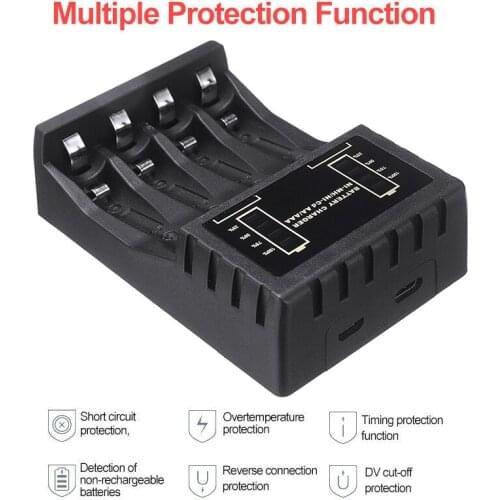 Circuit Protection Charger For AA AAA NI-MH NI-CD 4 Slots Battery Charger Multi-function Rechargeable Batteries Accessories