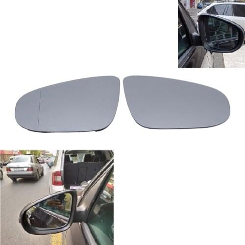 2 Pcs Car Heated Rear View Mirror Glass Left & Right Door Side Wing Gray Lens Replacement For VW Golf 6 MK6 2009 2010 2011-2013