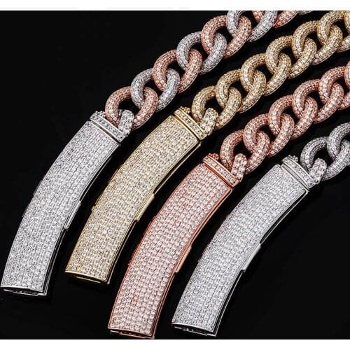Geometric 13mm cz cuban chain choker necklace for women hip hop iced out bling cuban choker