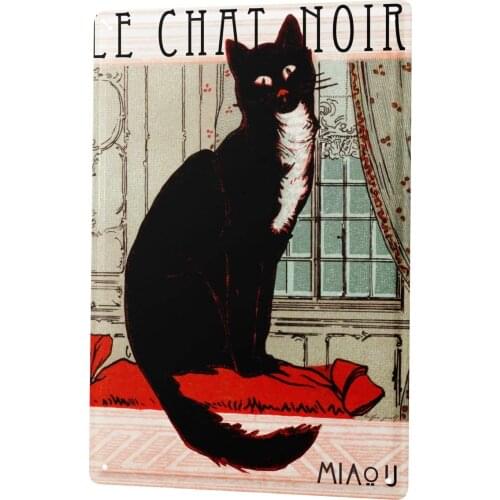 SINCE 2004 Tin Sign Metal Plate Decorative Sign Home Decor Plaques 30 x 40 cm Cat Chat Noir