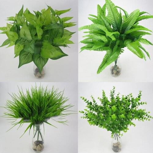 New 1Pc Plastic Fake Leaf Foliage Bush Indoor Outdoor Simulation Artificial Plant Office Home Garden Decor