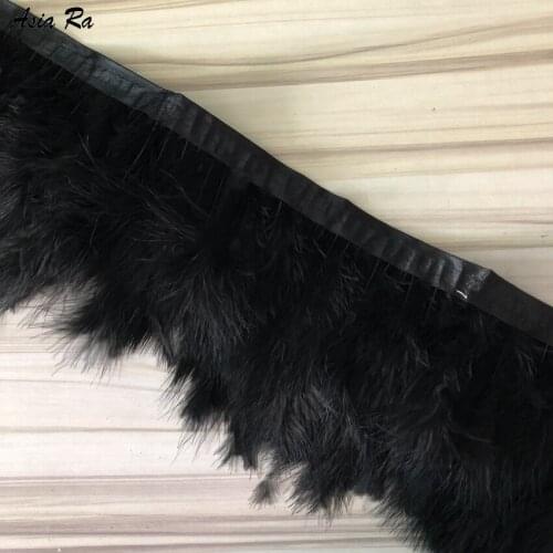 10 Meters Black Color Dyed Natural Real Marabou Feathers Lace Trimming Trims 15-20CM DIY Clothes Sewing Lace Ribbons Wedding Dec