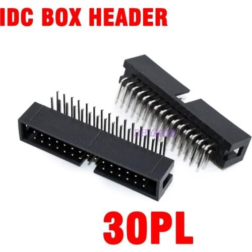 10Pcs DC3 2x15 Pin 30 Pin 2.54mm ISP Right Angle Male Double-Spaced Pin Male IDC JTAG Socket Box Header Connector
