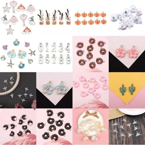 10Pcs/set Flower Fish Pepper Umbrella Cow Shell Enamel Charms For Earring Fashion Jewelry Making Charm And Pendants For Bracelet