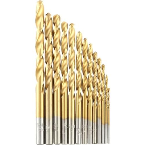 13pcs/set HSS Plating Titanium Twist Drill Bit Set Metric System 1.5-6.5mm High Quality Woodworking Wood Metal Drilling Tool