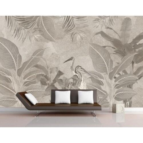 Custom 3D Mural Wallpaper Hand-painted Retro Tropical Plant Flower and Bird Mural Bedroom Living Room Decoration 3d wallpaper