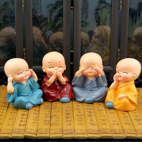 4pcs/set Lovely Cartoon Little Monk Ornaments Car Interior Decor Gift Toy Car Decoration Furnishing Articles