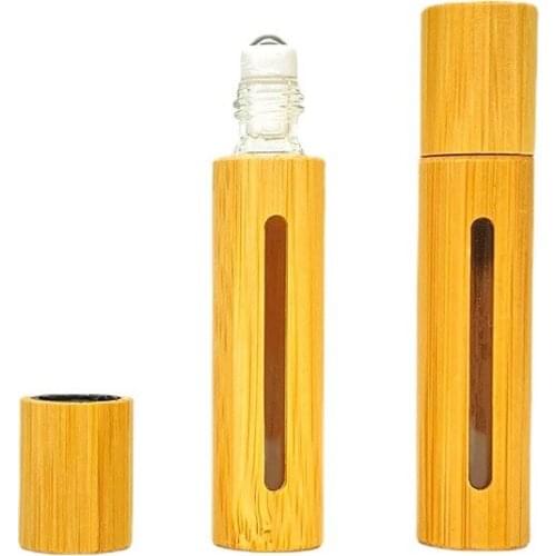 5/10ml bamboo wood ball bottle bamboo cover essential oil bottle sub-bottling cosmetic sub-bottling travel convenient to carry