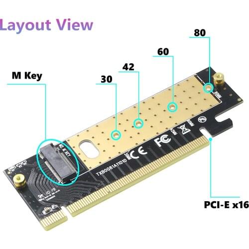 M.2 to Pcie x16 Adapter Card PCI-E To M.2 Convert Adapter NVMe SSD Adaptor M Key Interface PCI Express 3.0 For 2230 to 2280 SSD