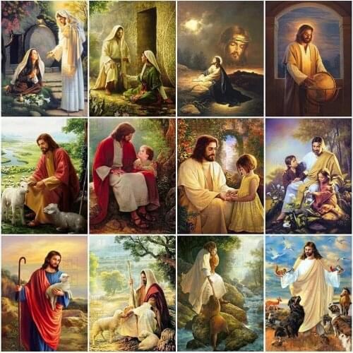 Full Drill Diy Diamond Painting Jesus Portrait Christian Rhinestone Pictures Embroidery Religious Cross Stitch Mosaic Home Decor