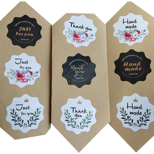 Free shipping 1000pcs Lace-shaped thank you self-adhesive sealing stickers just for you hand made series stickers