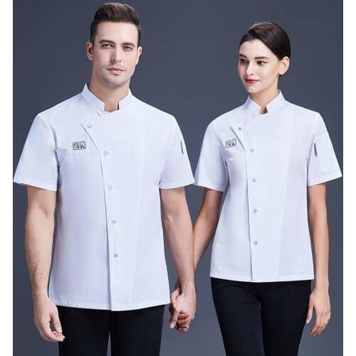 Kitchen Short Sleeve 2021 Chefs Uniform Hotel Restaurant Catering Chef Jacket Unisex Bakery Cooking Pastry Cook Coat Workwear