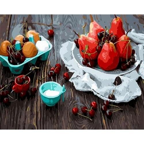 GATYZTORY Frame Cake Coffee Frame Diy Painting By Numbers Canvas Colouring Handpainted Gift Wall Decor 60×75cm Kits