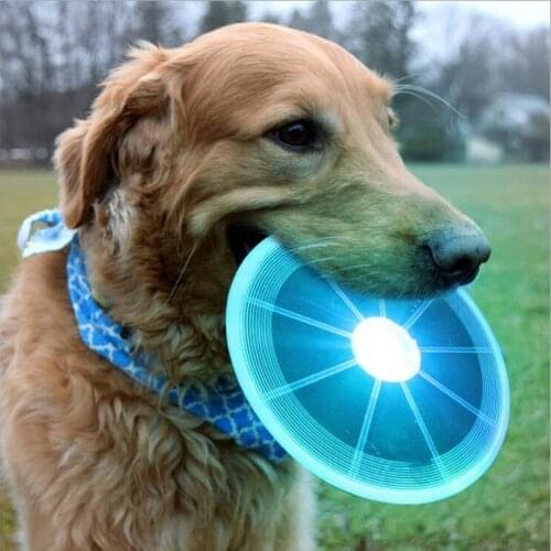 Dog Toys LED Lighting Flying PlateTrainning Pet Dog Toy Glow In Dark Bite Resistant Plate Pet Dog Sport Play Accessories